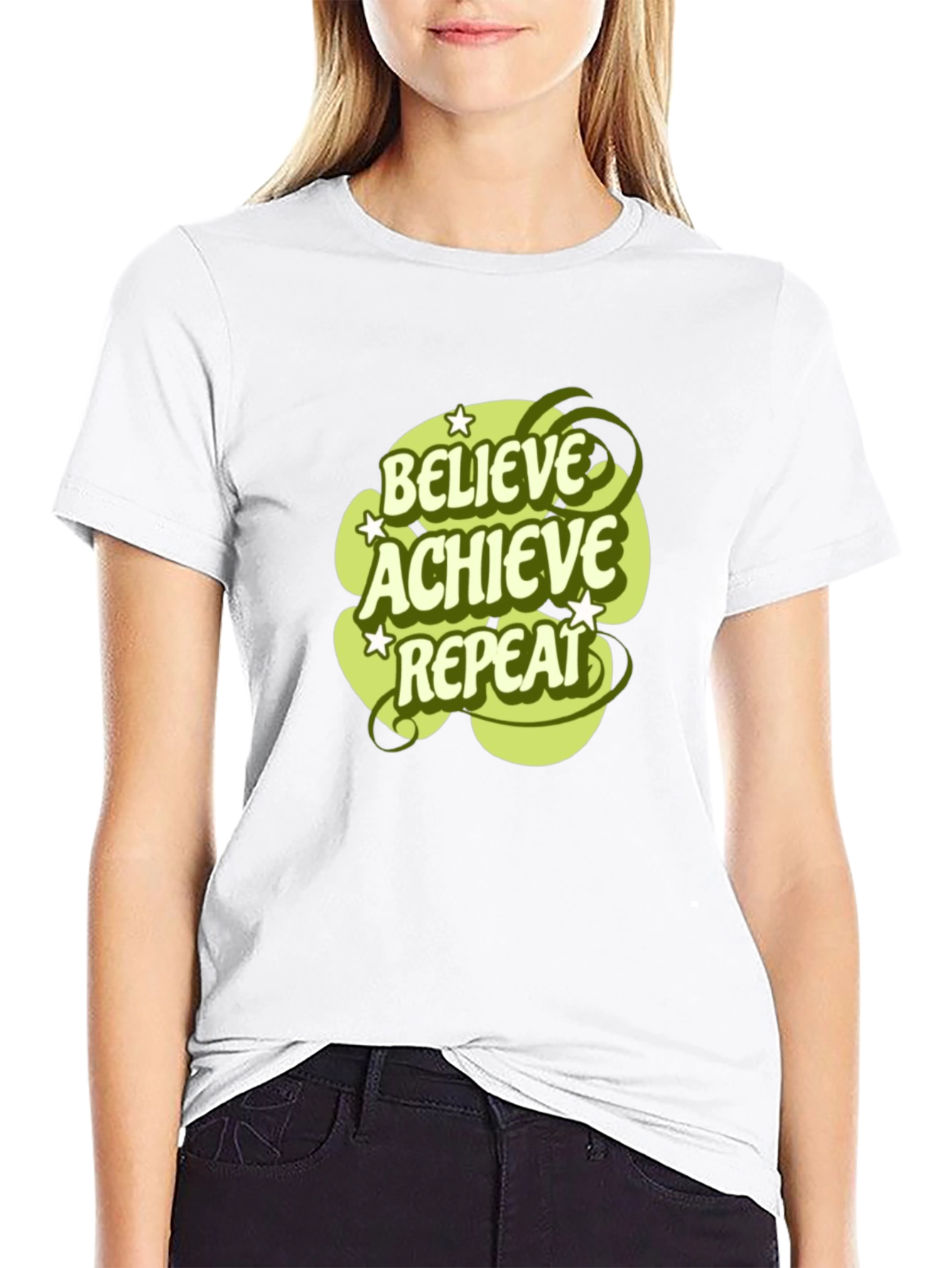 Believe Achieve Repeat Graphic T-Shirt