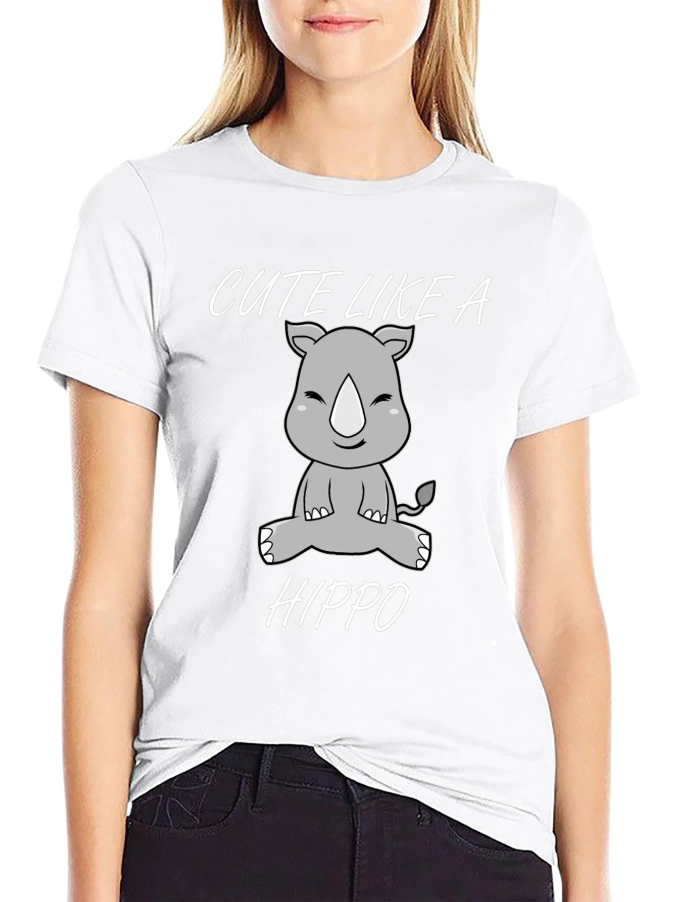 Cute Like a Hippo Black Graphic T-Shirt