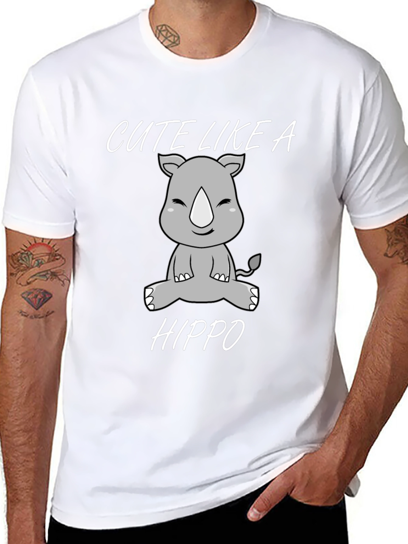 Cute Like a Hippo Black Graphic T-Shirt