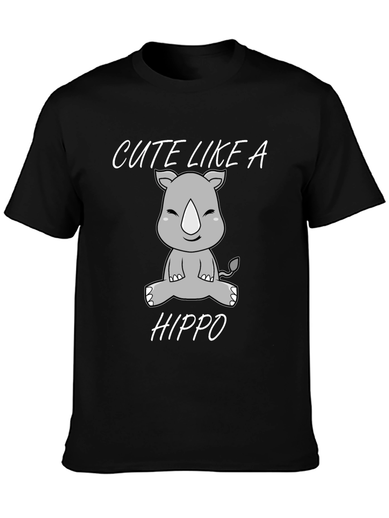 Cute Like a Hippo Black Graphic T-Shirt