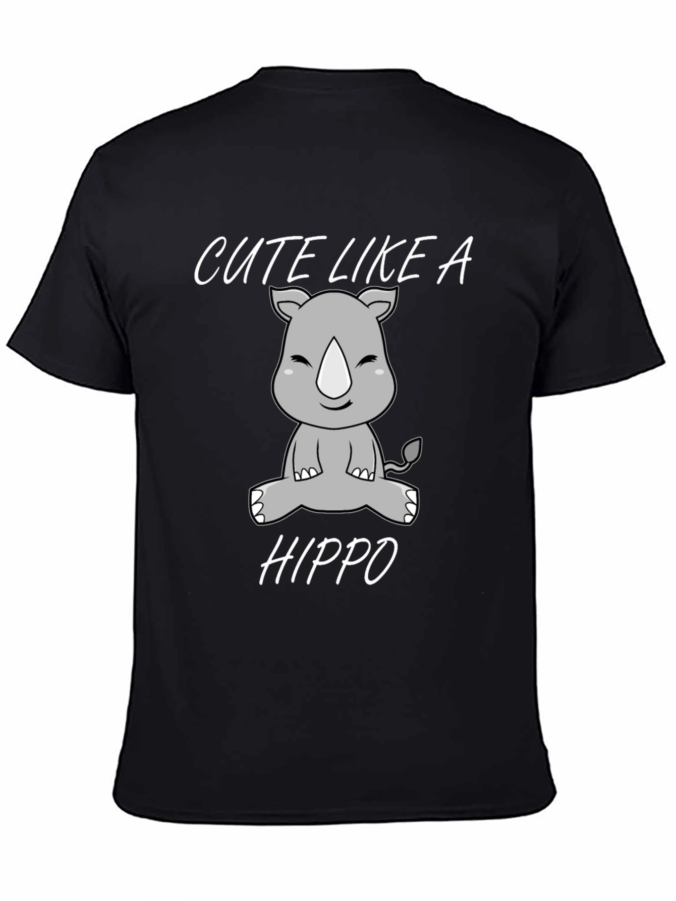 Cute Like a Hippo Black Graphic T-Shirt