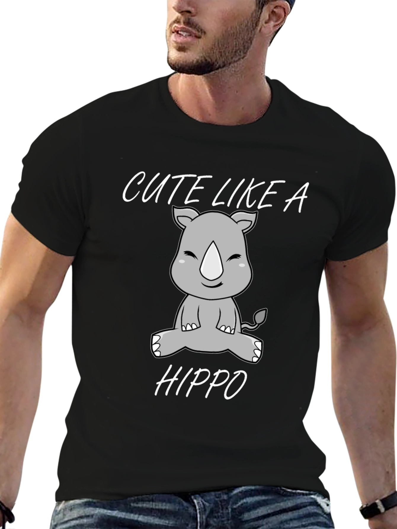 Cute Like a Hippo Black Graphic T-Shirt