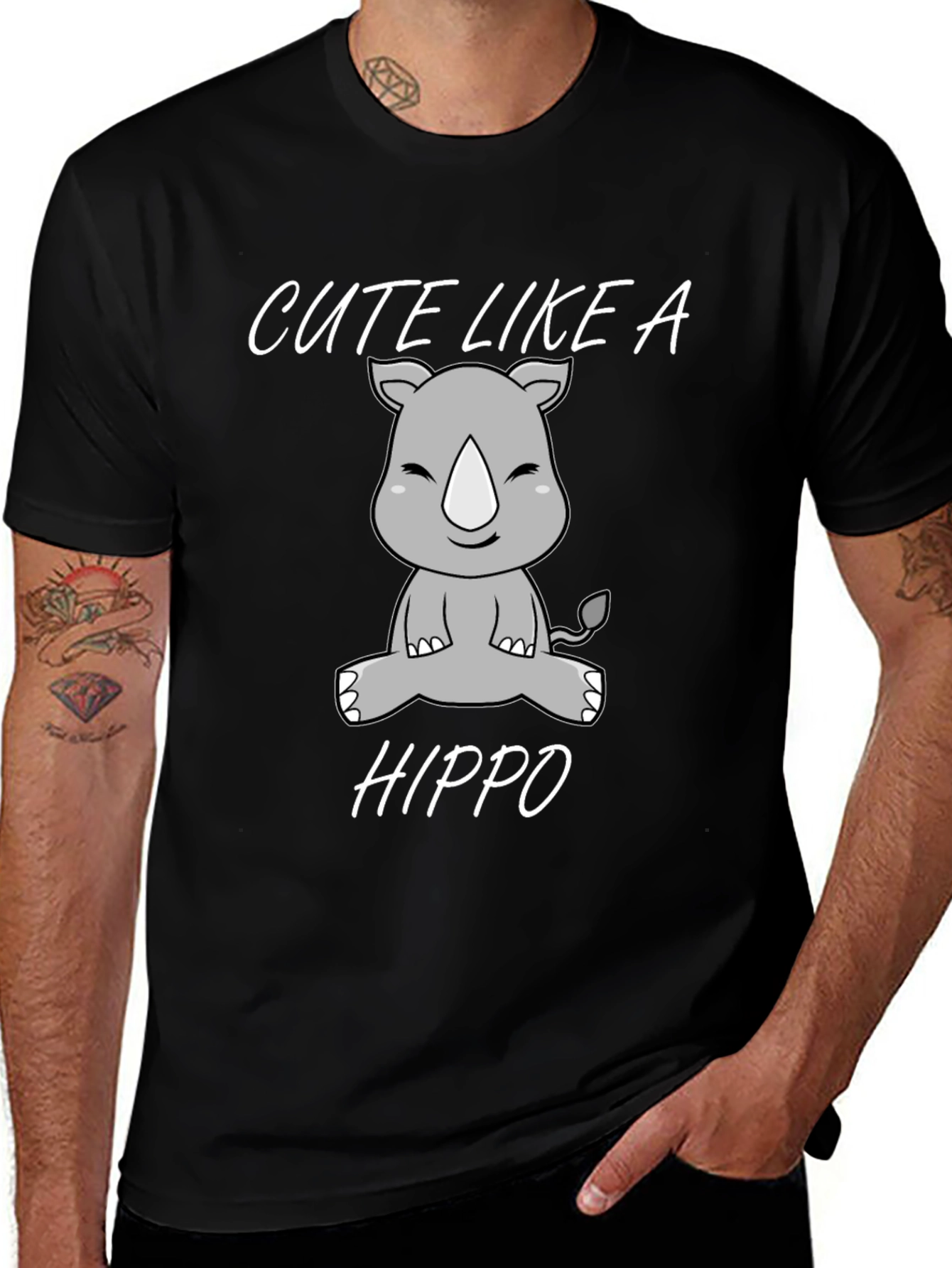 Cute Like a Hippo Black Graphic T-Shirt
