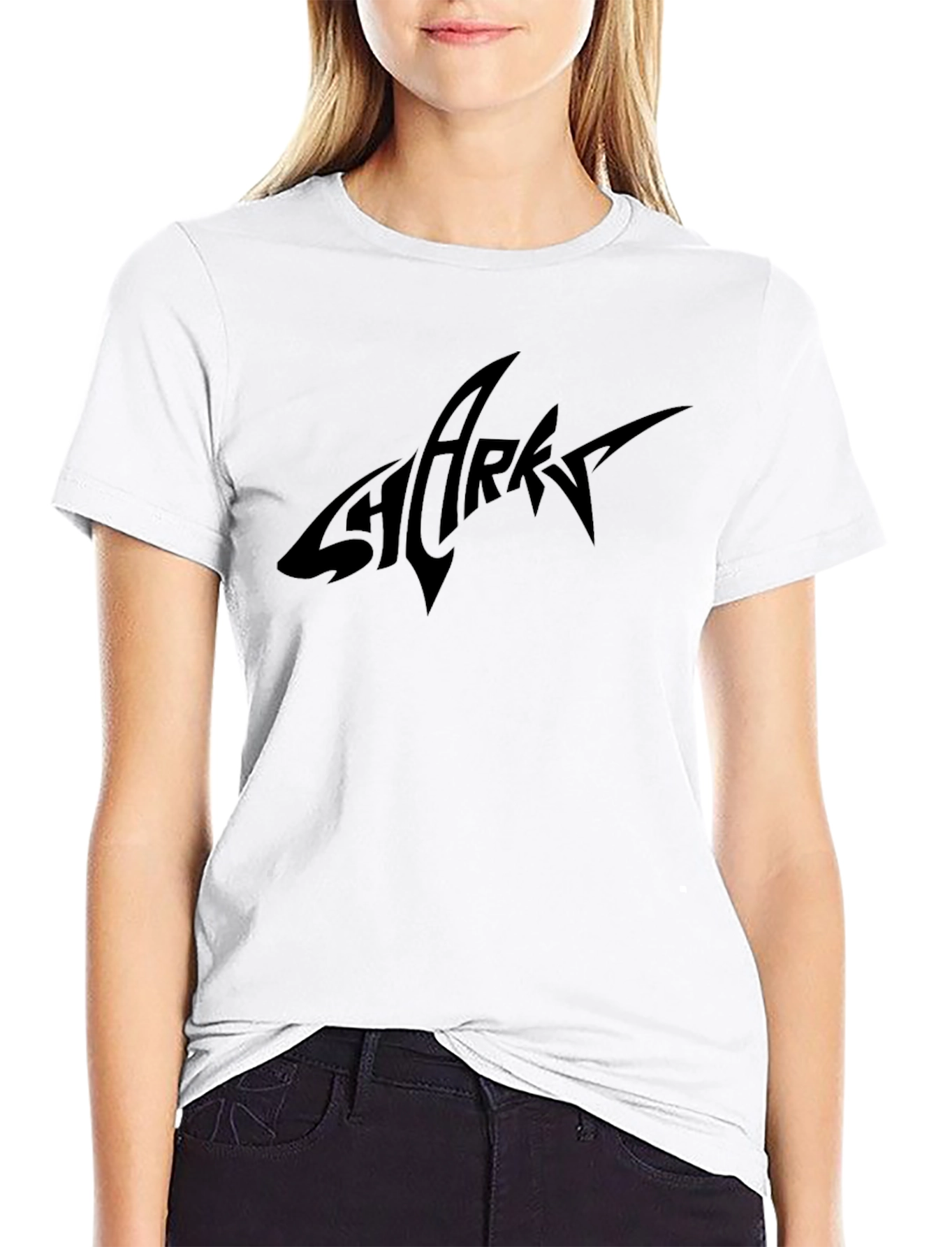 Mens Black Shark Logo Graphic Tee