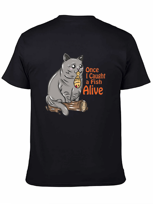 Funny Cat Caught Fish T-Shirt