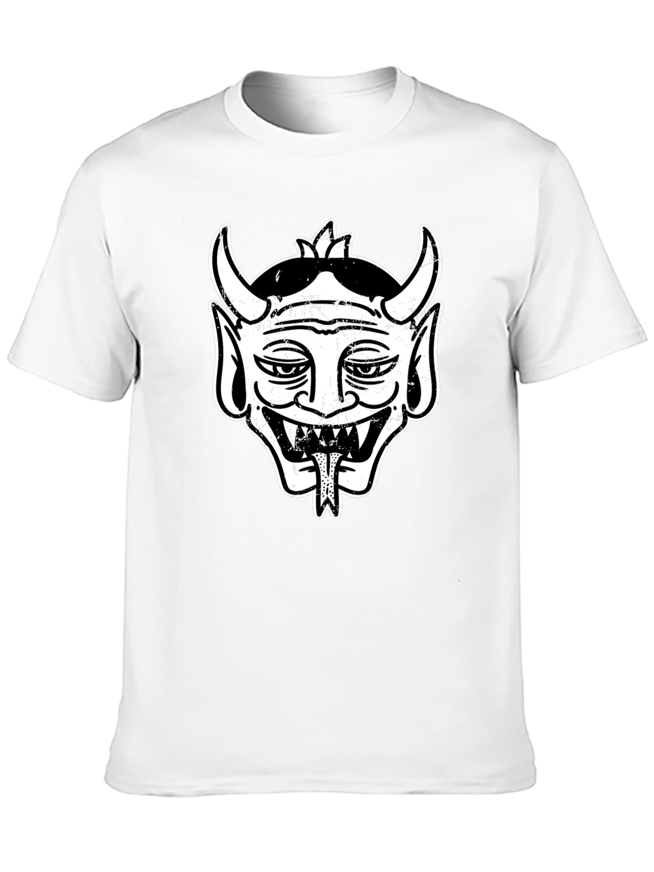 Black Tee with Retro Devil Graphic