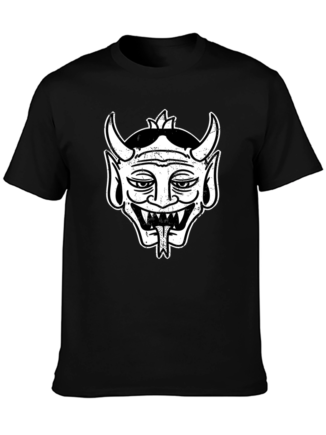 Black Tee with Retro Devil Graphic