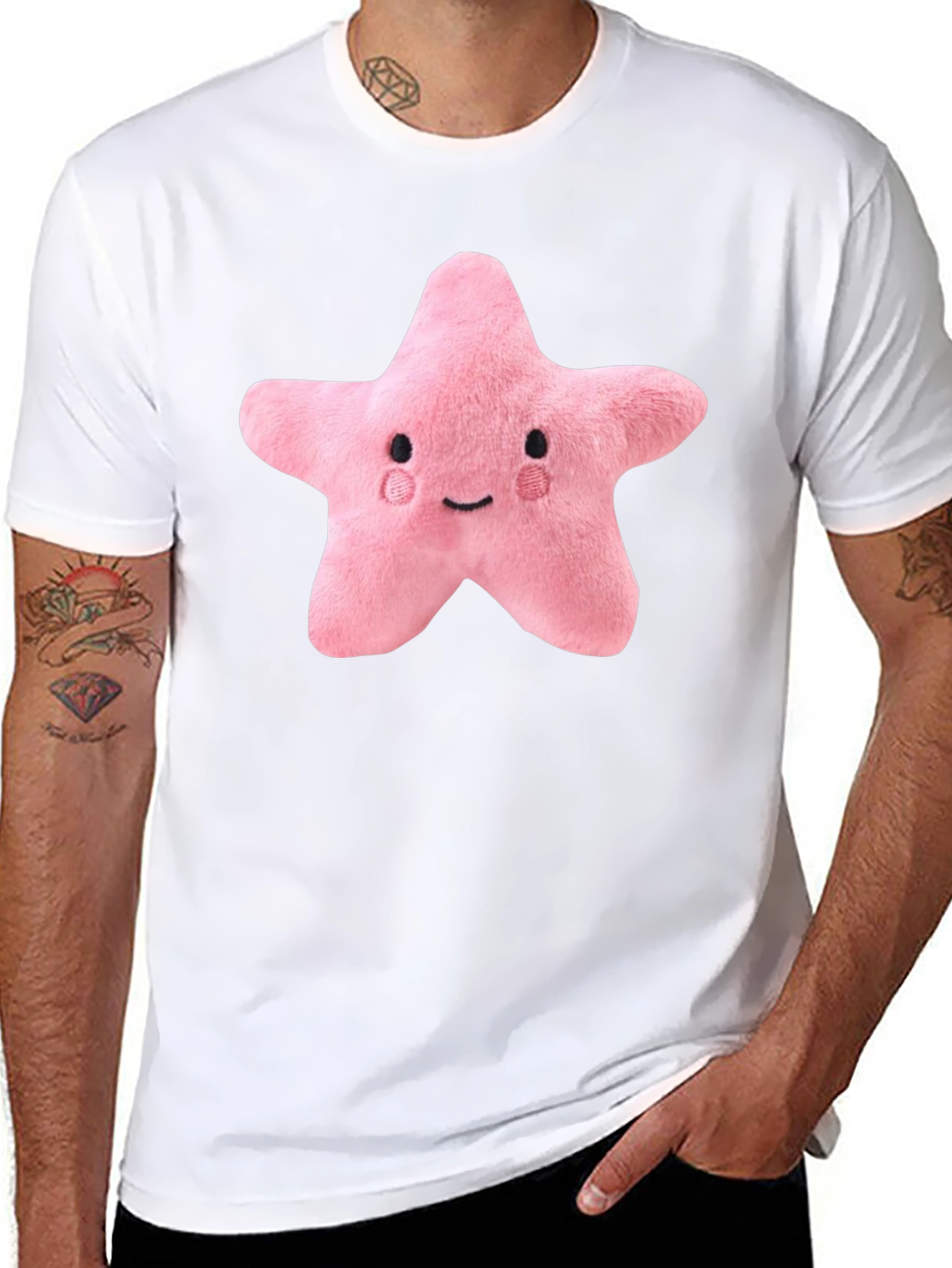 Cute Plush Star T-Shirt - Black