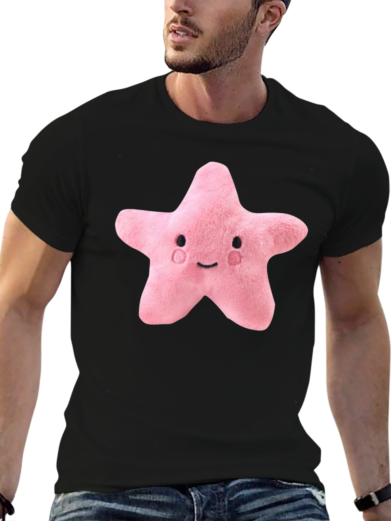 Cute Plush Star T-Shirt - Black