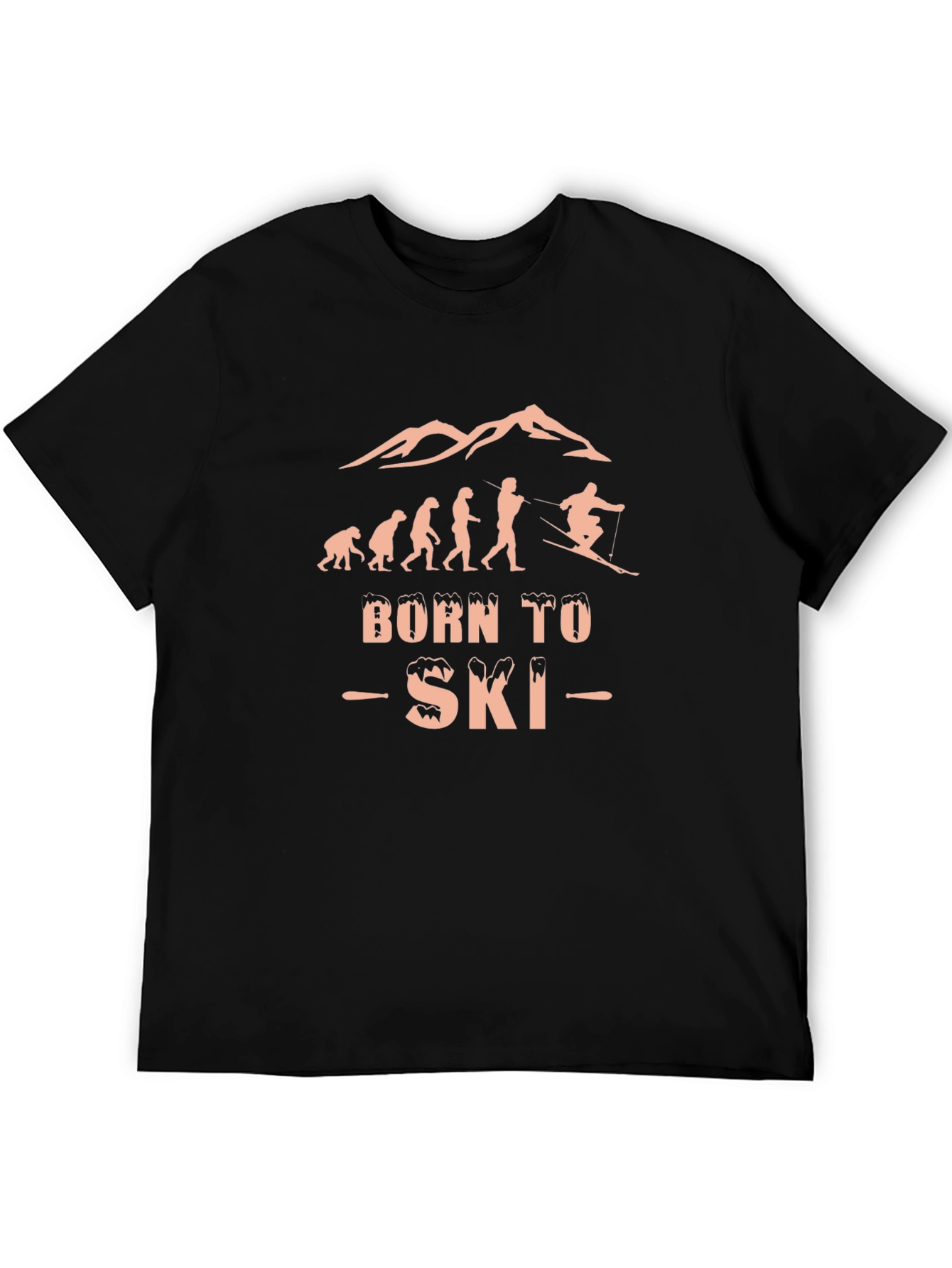 Born to Ski Evolution Black Graphic T-Shirt