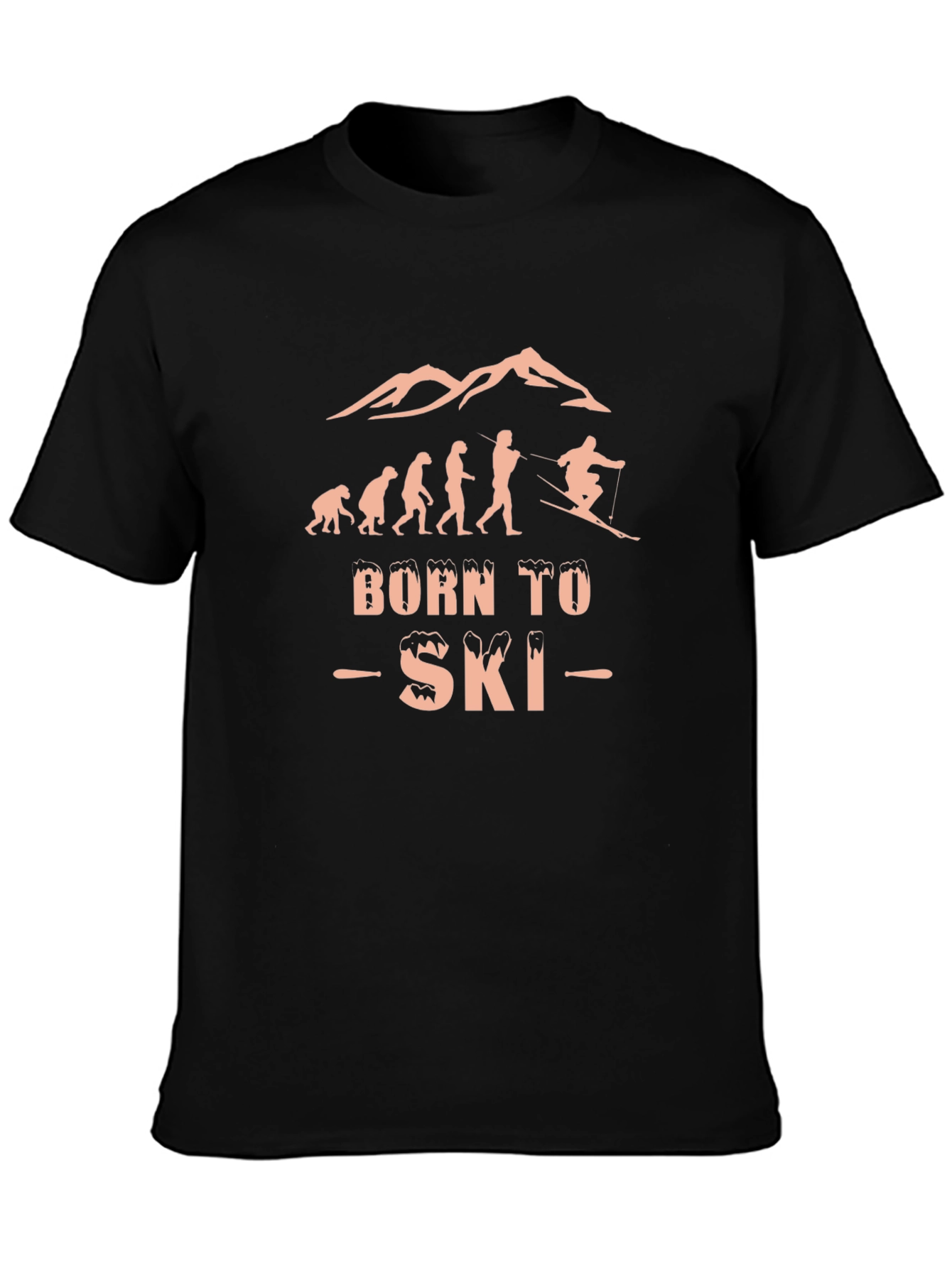 Born to Ski Evolution Black Graphic T-Shirt