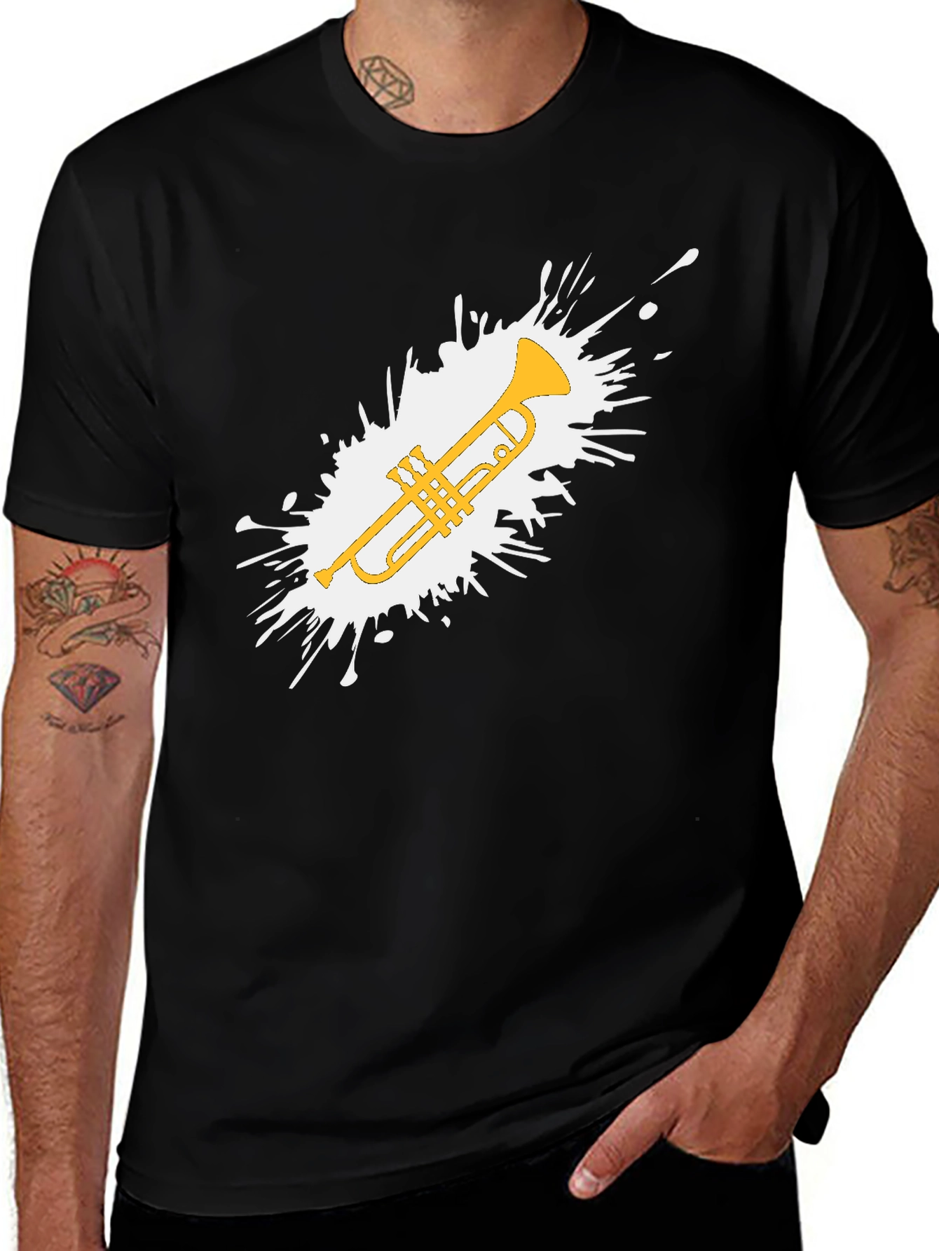 Trumpet Splash Graphic T-Shirt - Music Lovers Tee