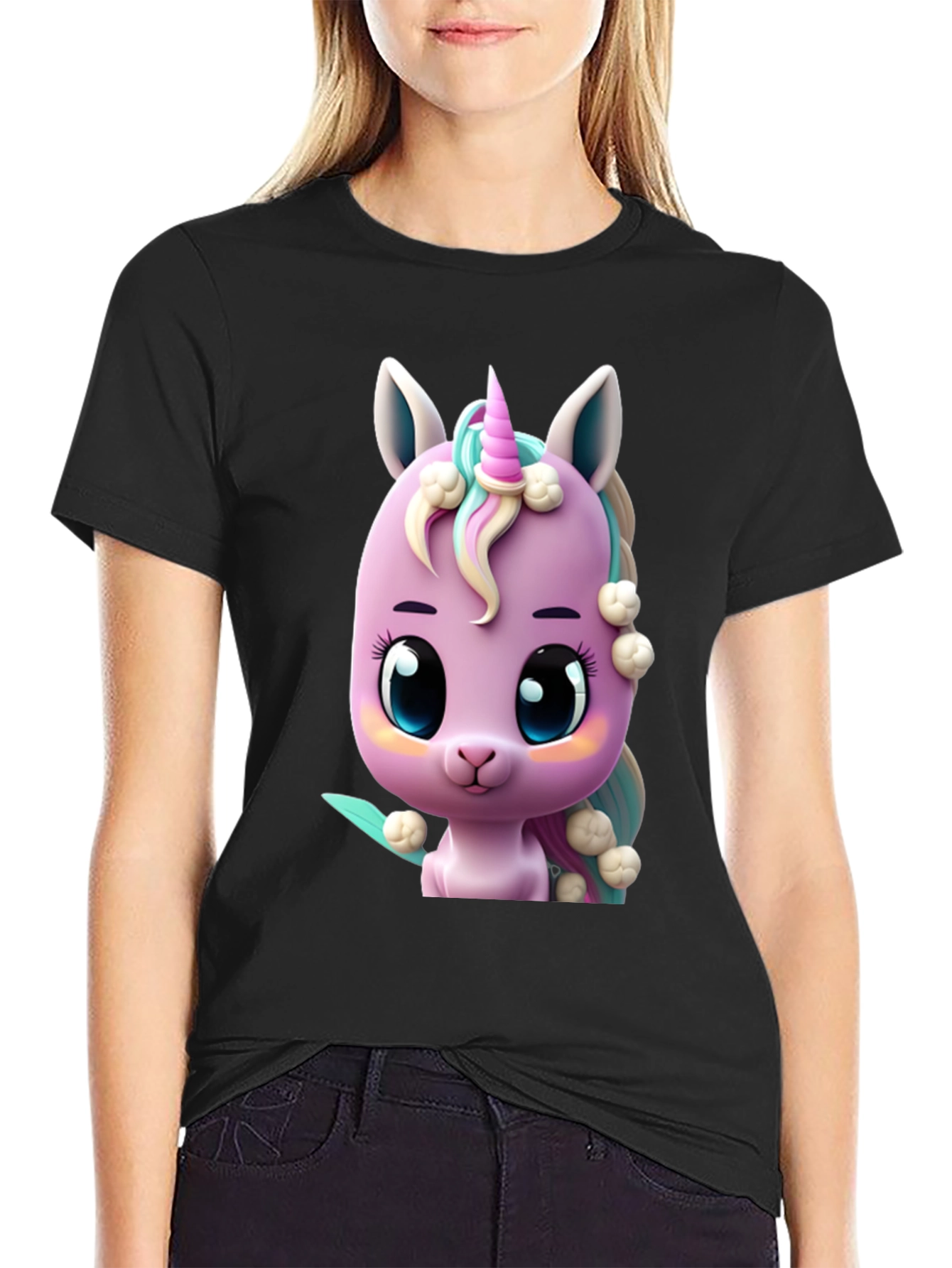 Cute Cartoon Unicorn Graphic T-Shirt