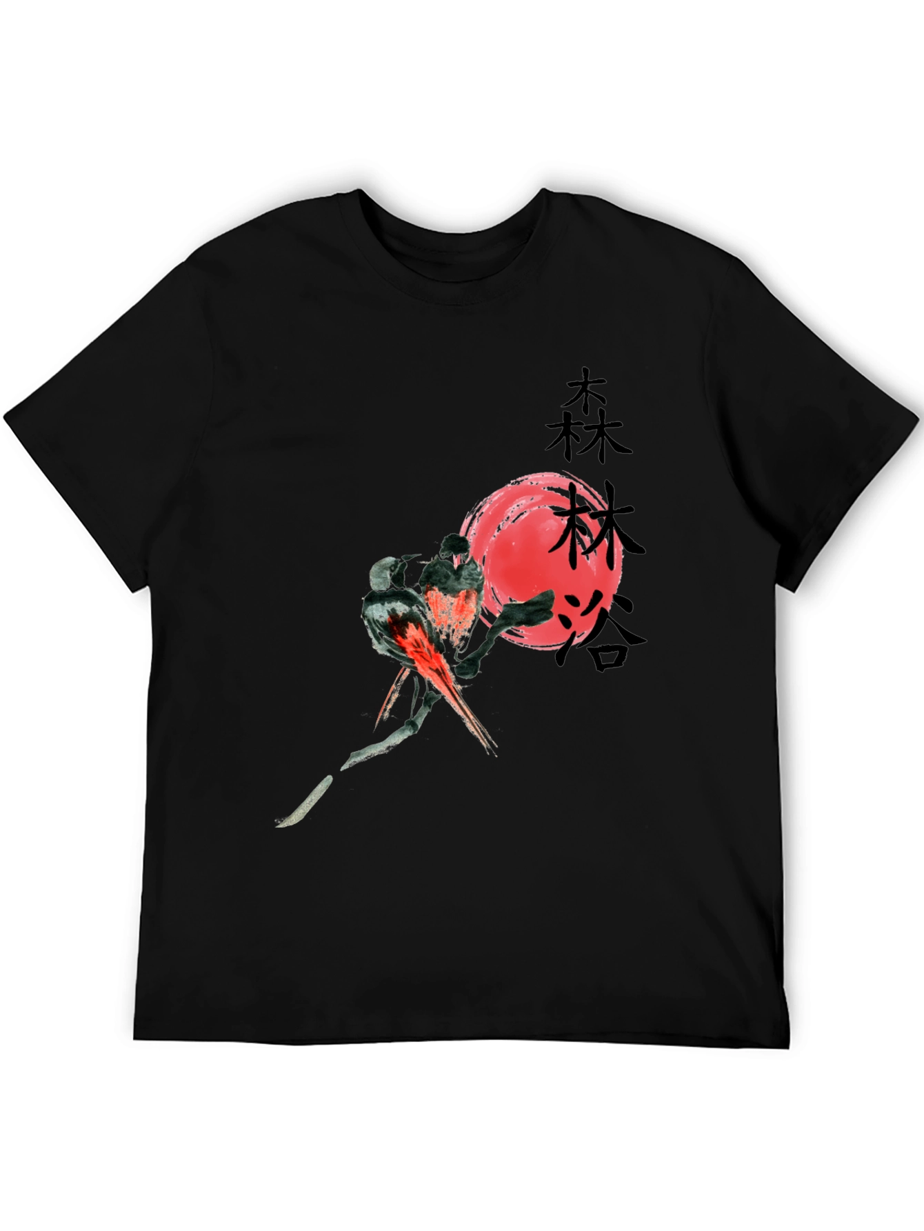 Japanese Art Bird & Moon Graphic T-Shirt