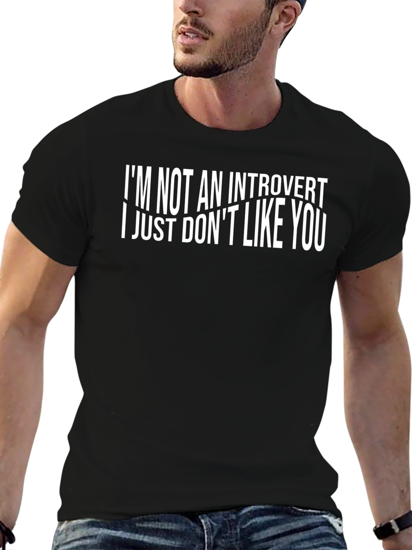 Introvert Humor Graphic Tee - Black