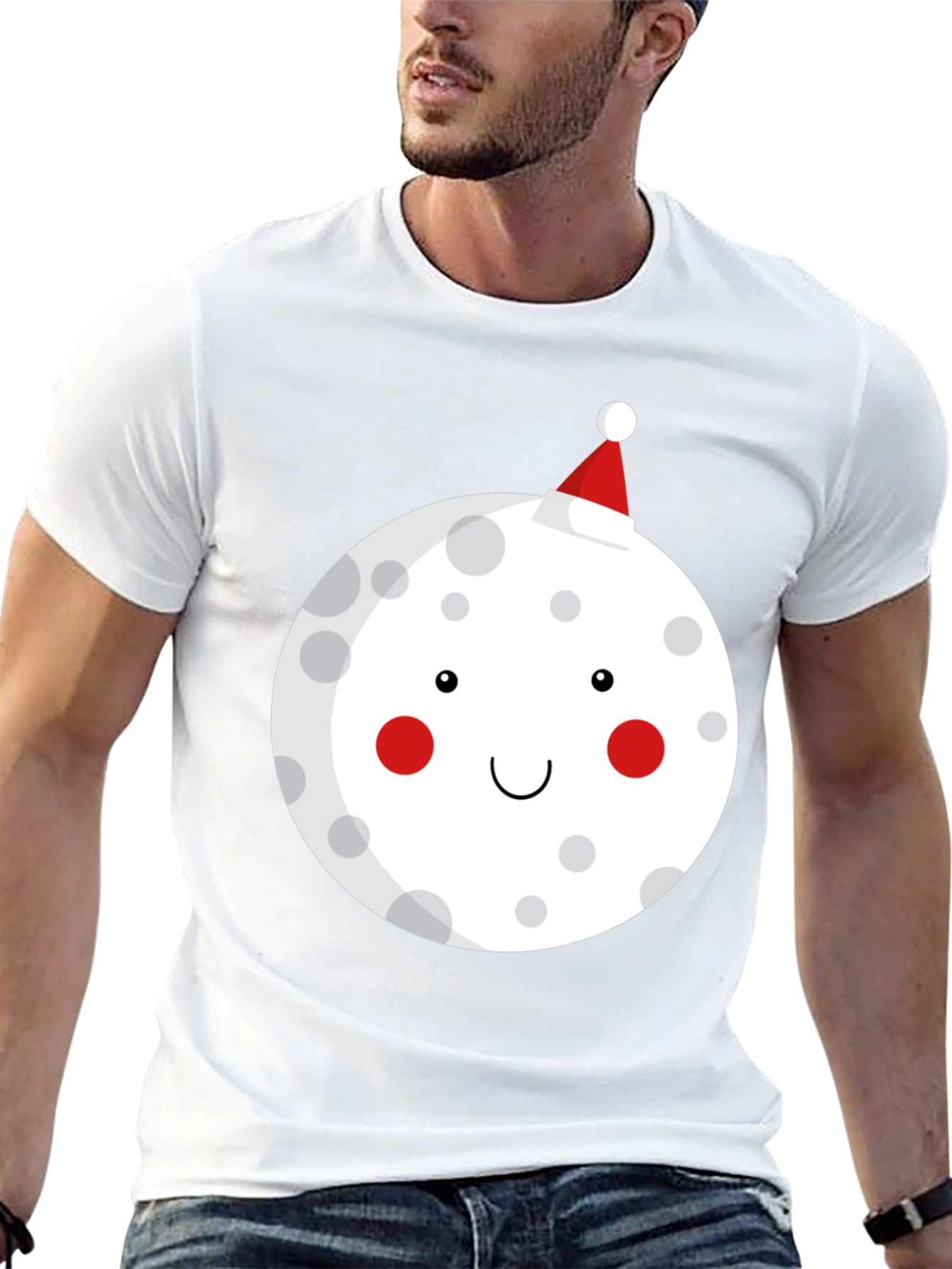 Festive Moon Graphic T-Shirt - Holiday Cheer!