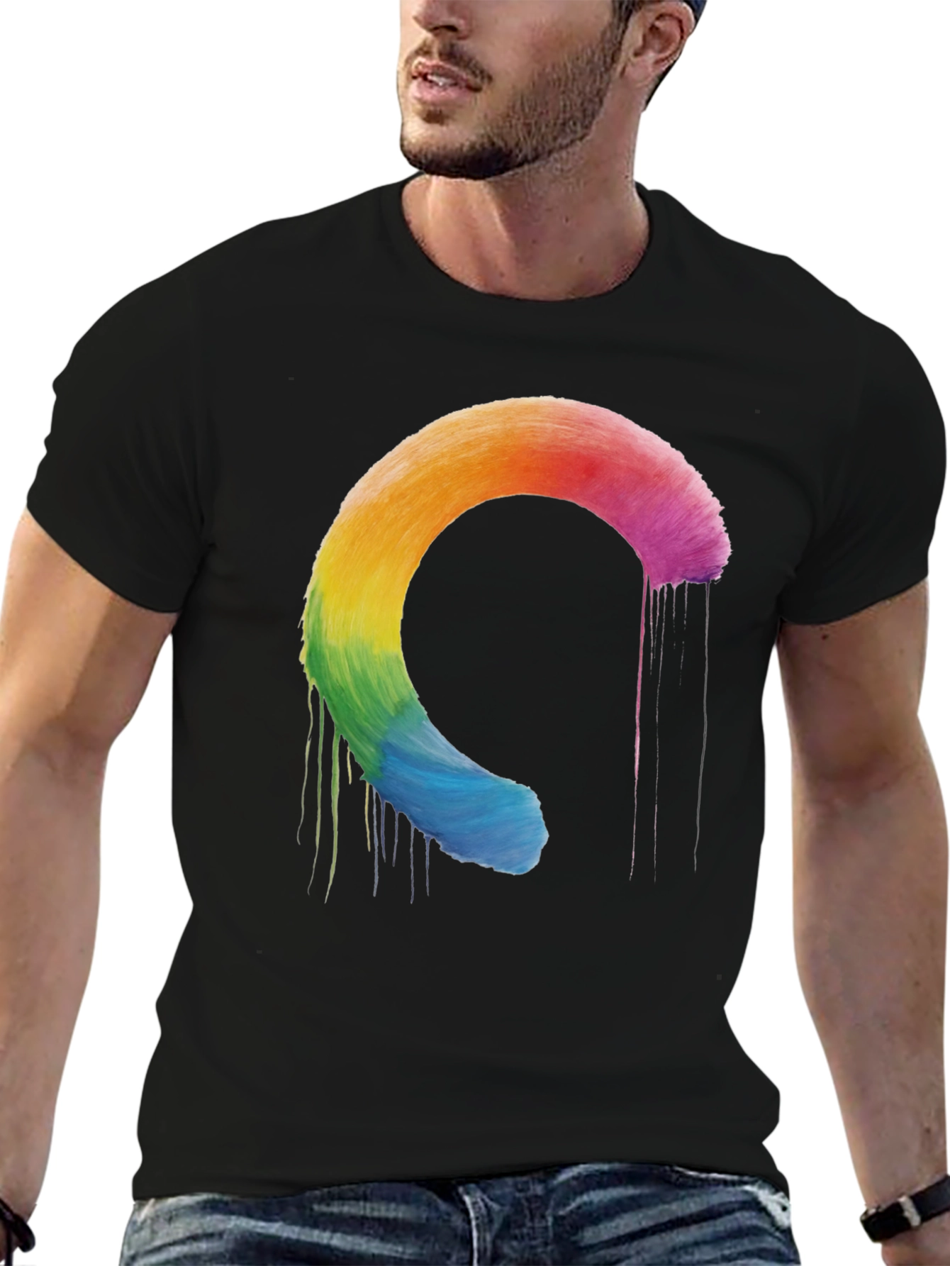 Rainbow Circle Drip T-Shirt - Stylish Graphic Tee