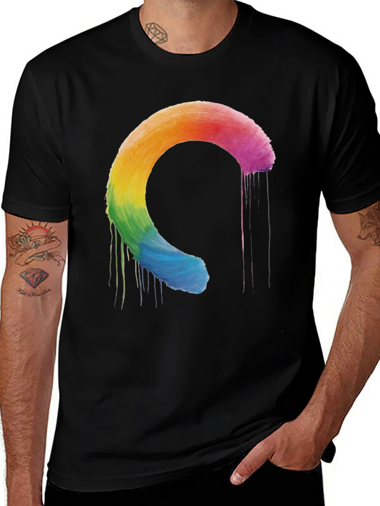 Rainbow Circle Drip T-Shirt - Stylish Graphic Tee