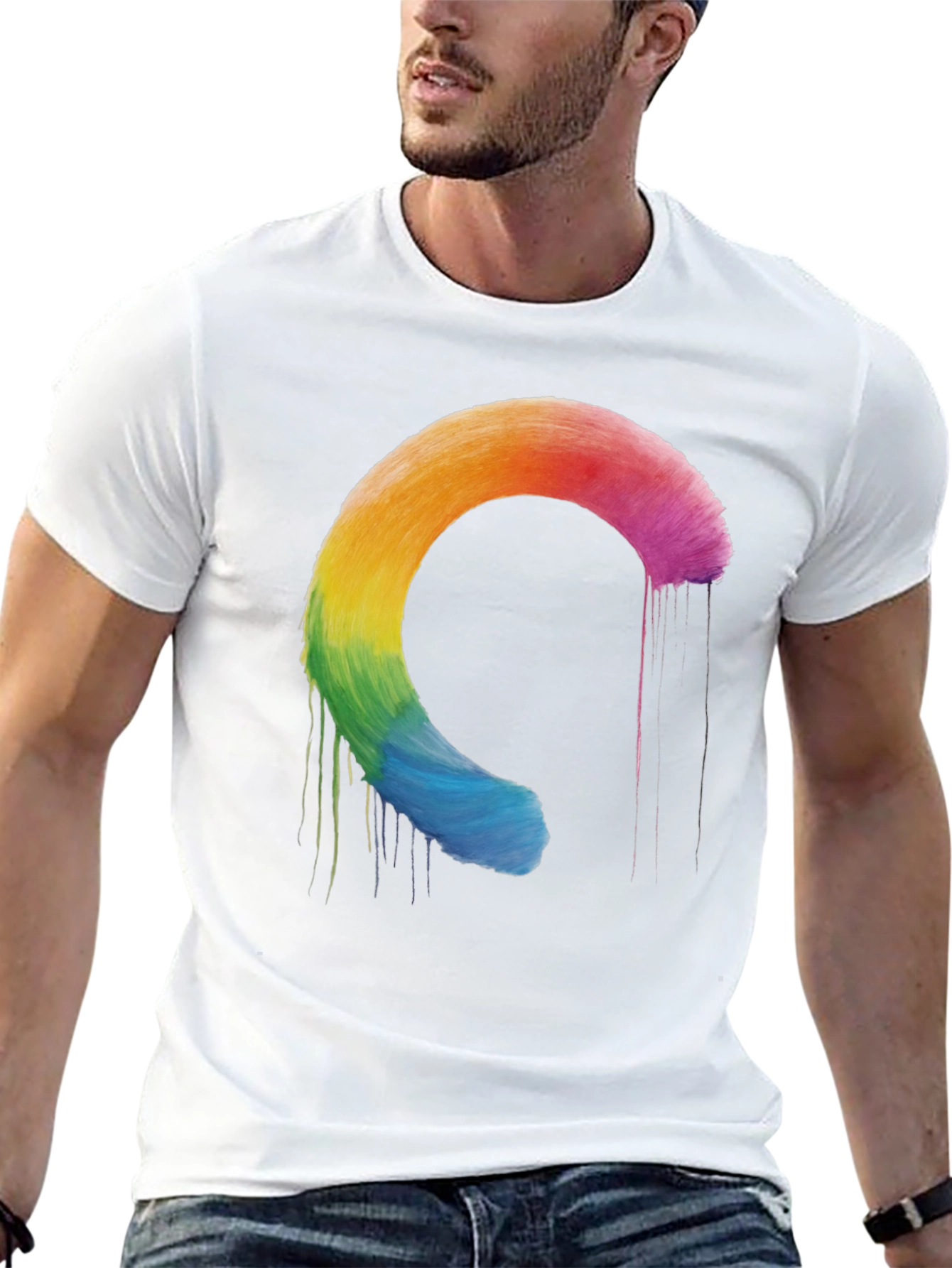 Rainbow Circle Drip T-Shirt - Stylish Graphic Tee