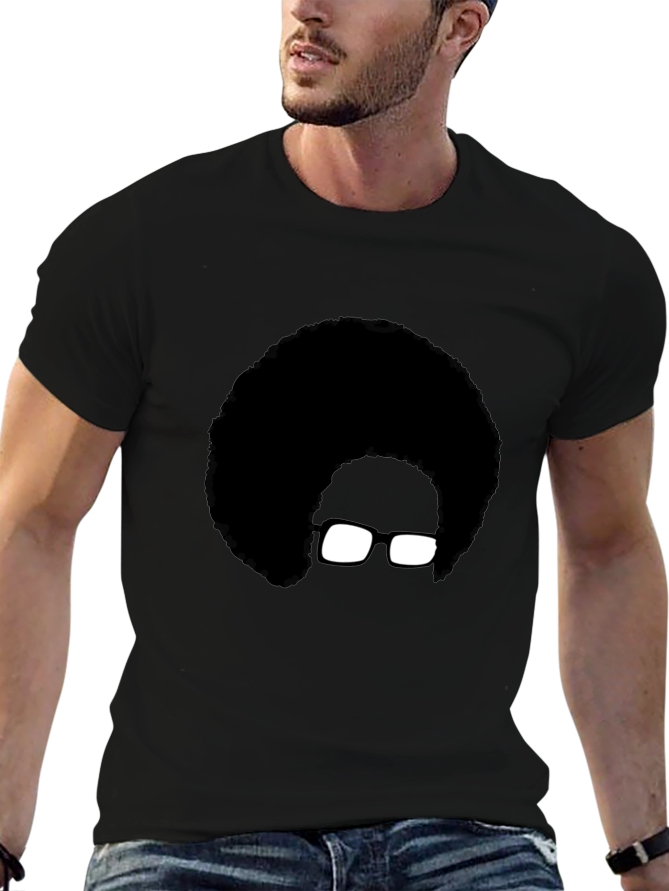 Retro Afro Silhouette Graphic Tee - Stylish Black T-Shirt