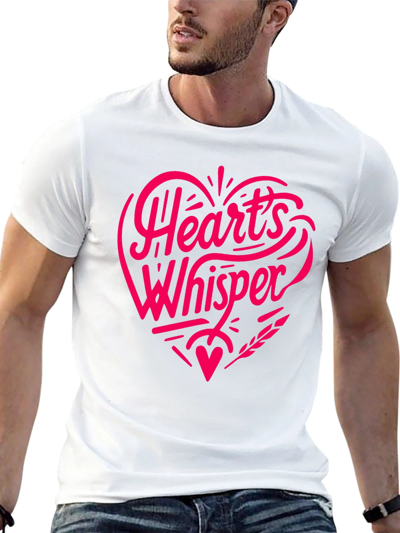 Hearts Whisper Black T-Shirt - Romantic Graphic Tee