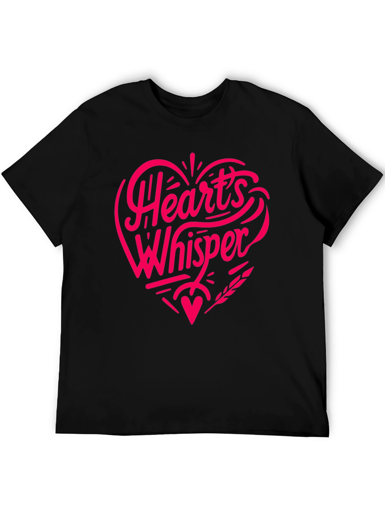 Hearts Whisper Black T-Shirt - Romantic Graphic Tee
