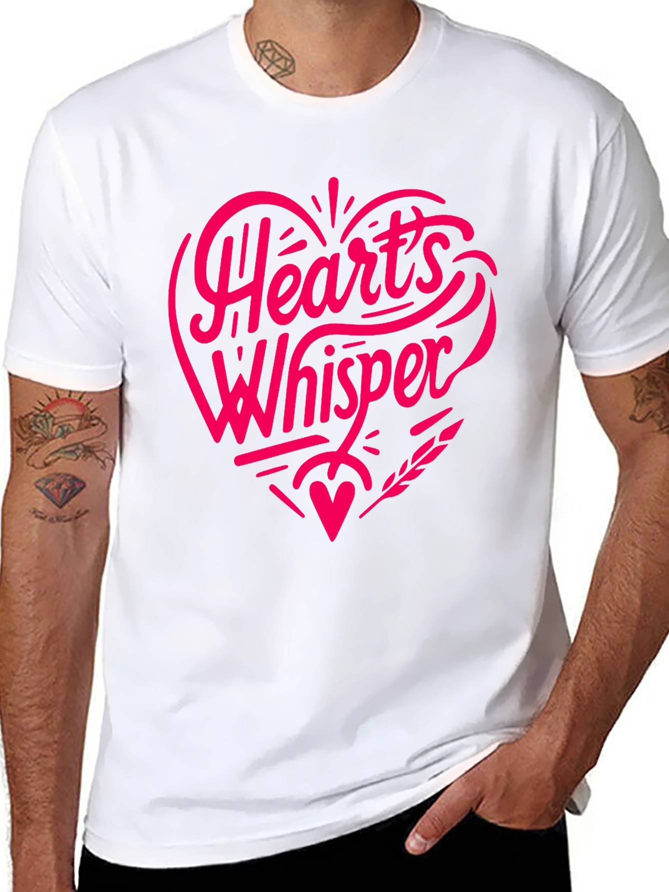 Hearts Whisper Black T-Shirt - Romantic Graphic Tee