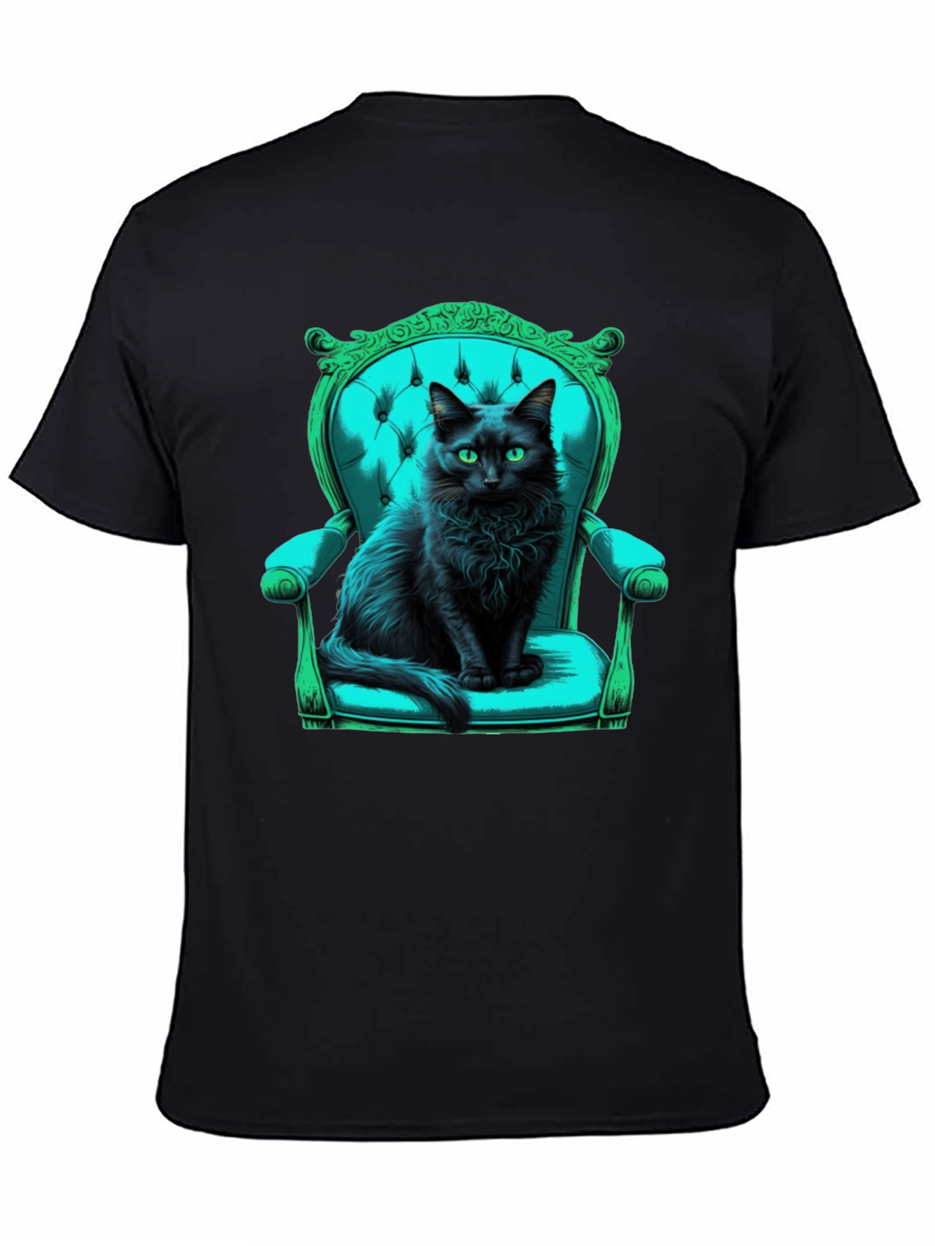 Black Cat in Chair Graphic Tee