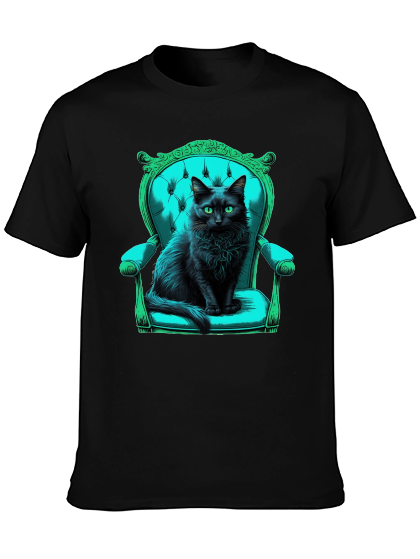 Black Cat in Chair Graphic Tee