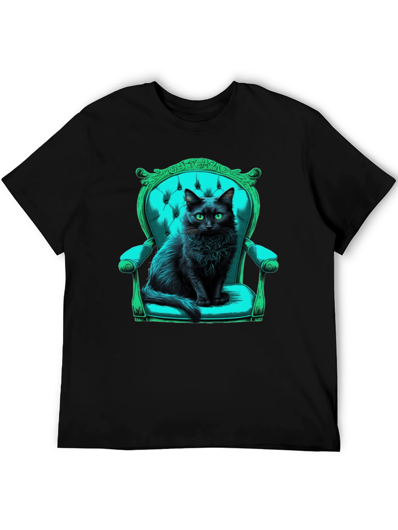 Black Cat in Chair Graphic Tee