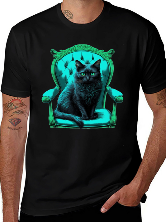 Black Cat in Chair Graphic Tee