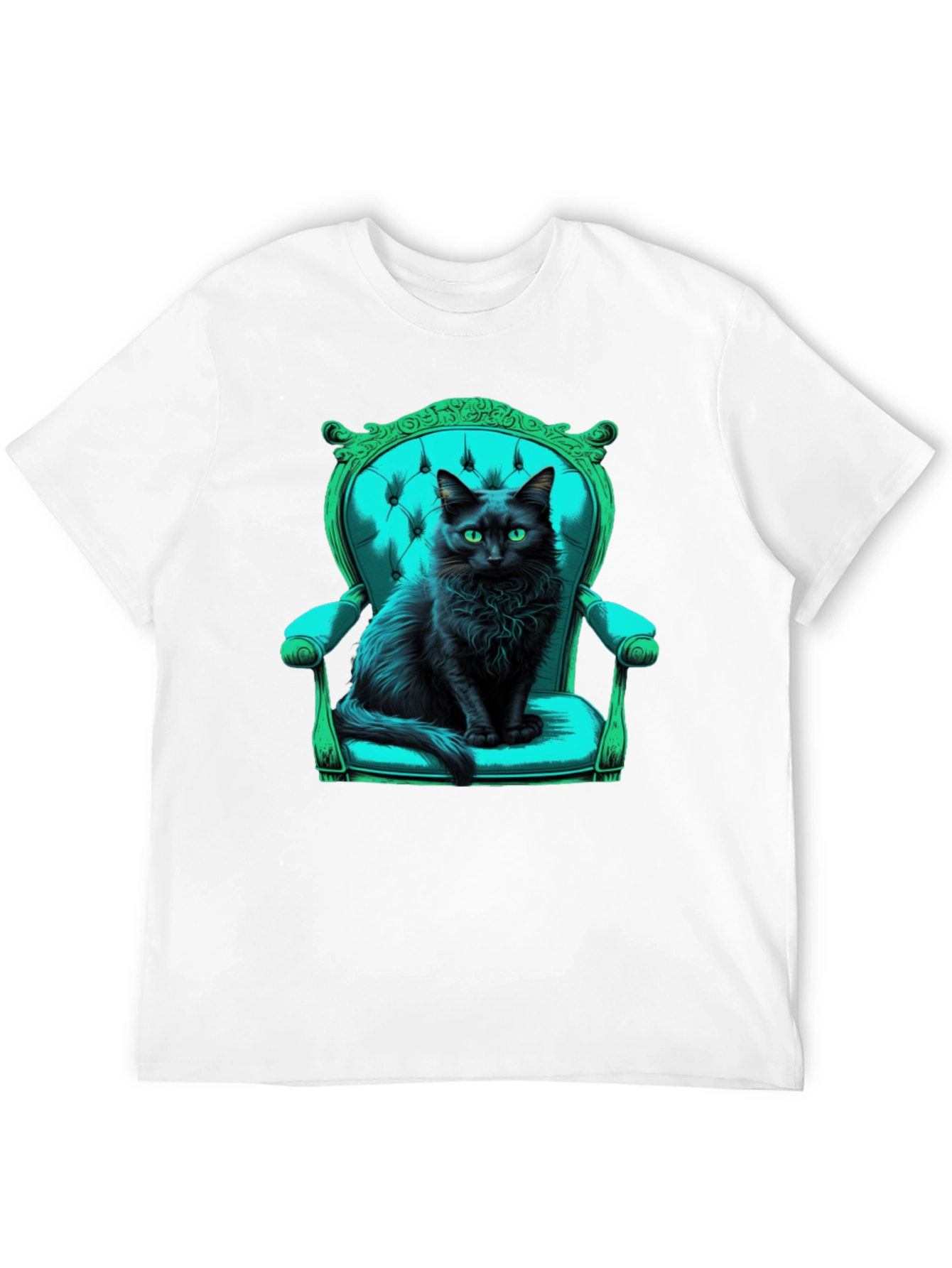 Black Cat in Chair Graphic Tee