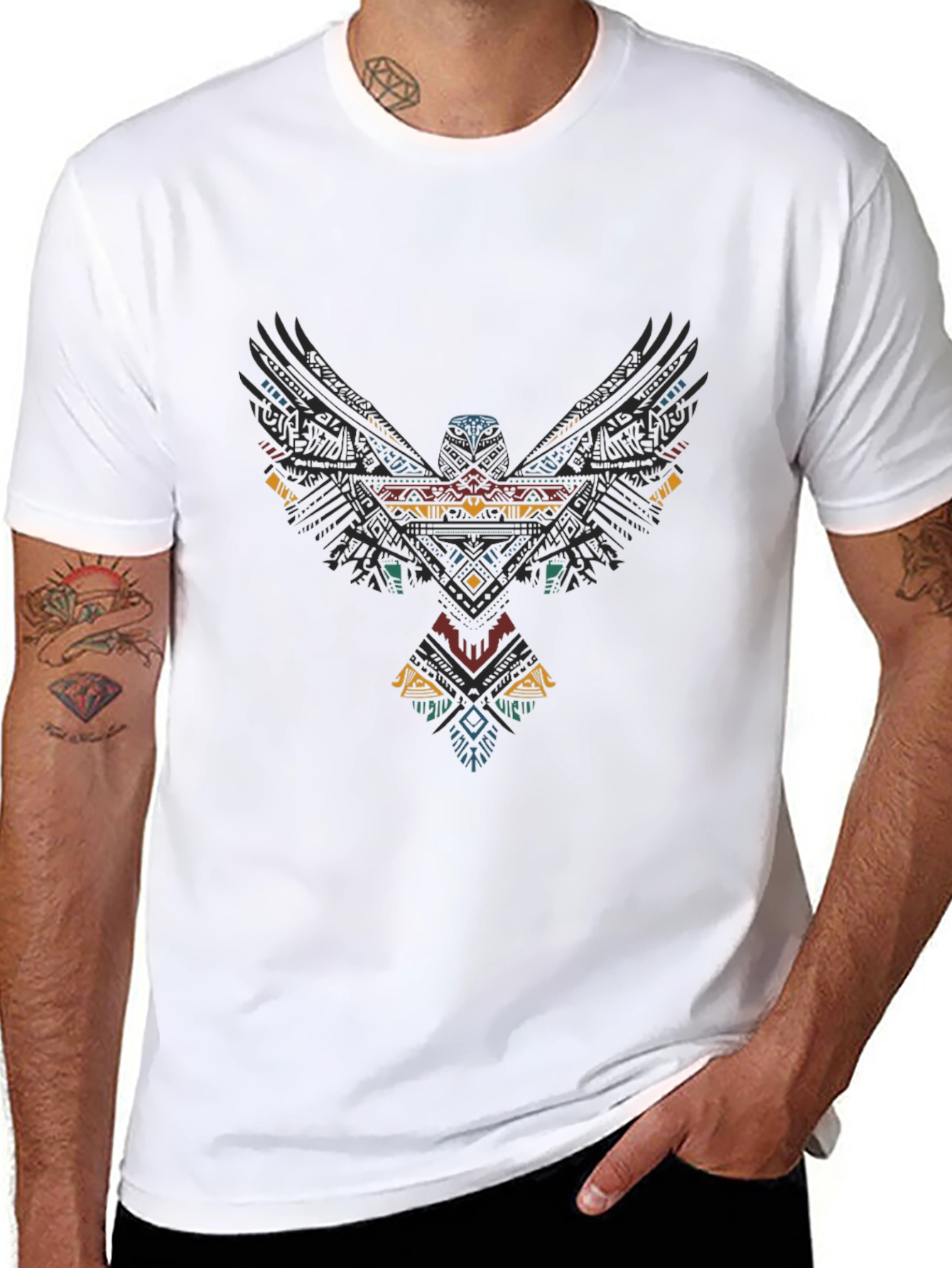 Tribal Eagle Graphic Black T-Shirt