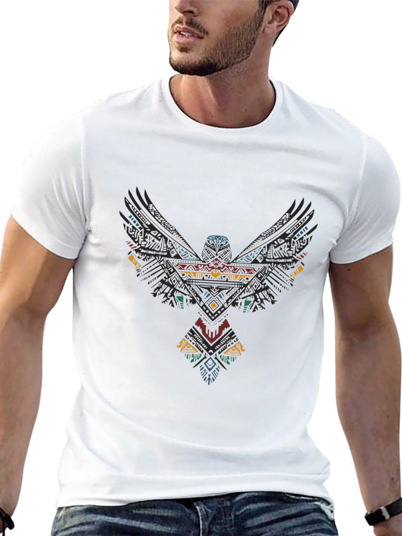 Tribal Eagle Graphic Black T-Shirt