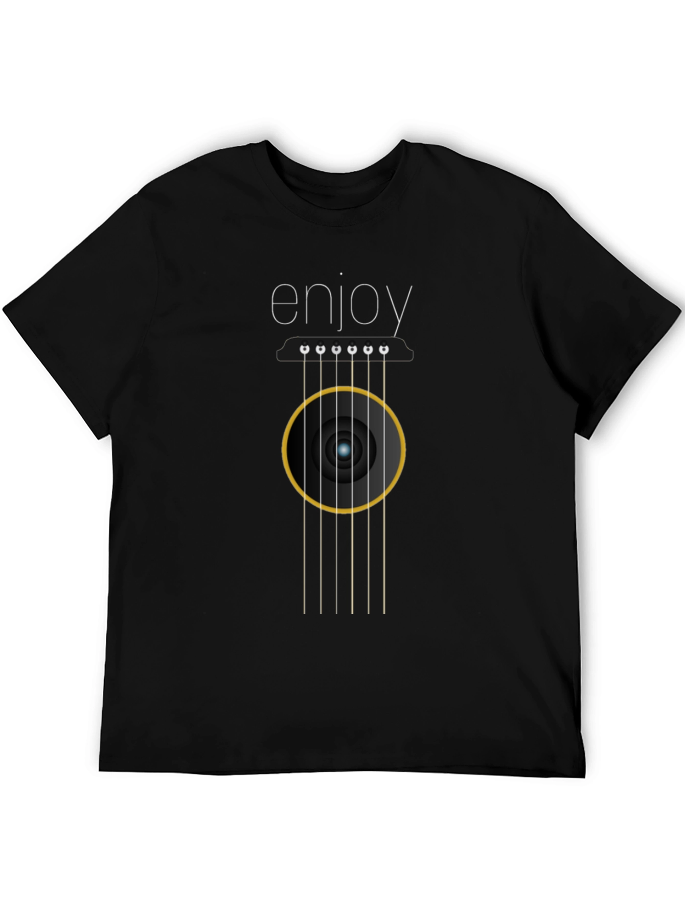 Enjoy Guitar Graphic Tee - Black Cotton Comfort