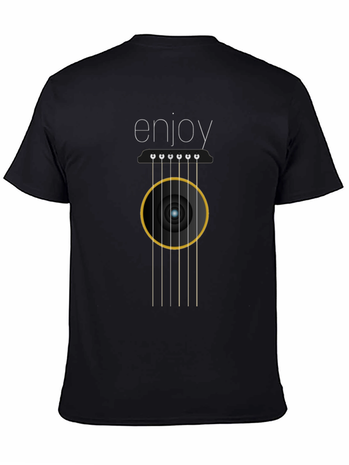 Enjoy Guitar Graphic Tee - Black Cotton Comfort