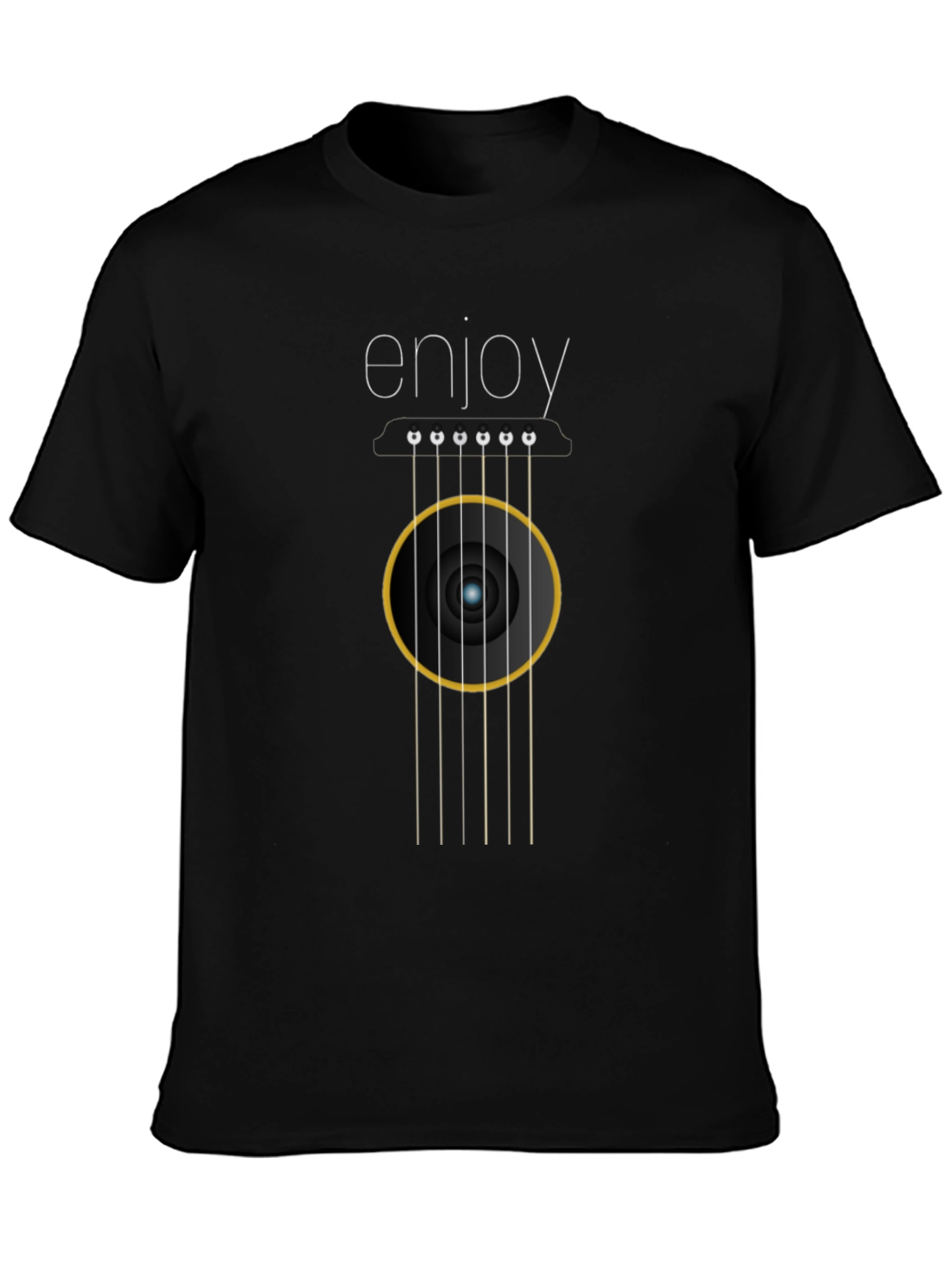 Enjoy Guitar Graphic Tee - Black Cotton Comfort