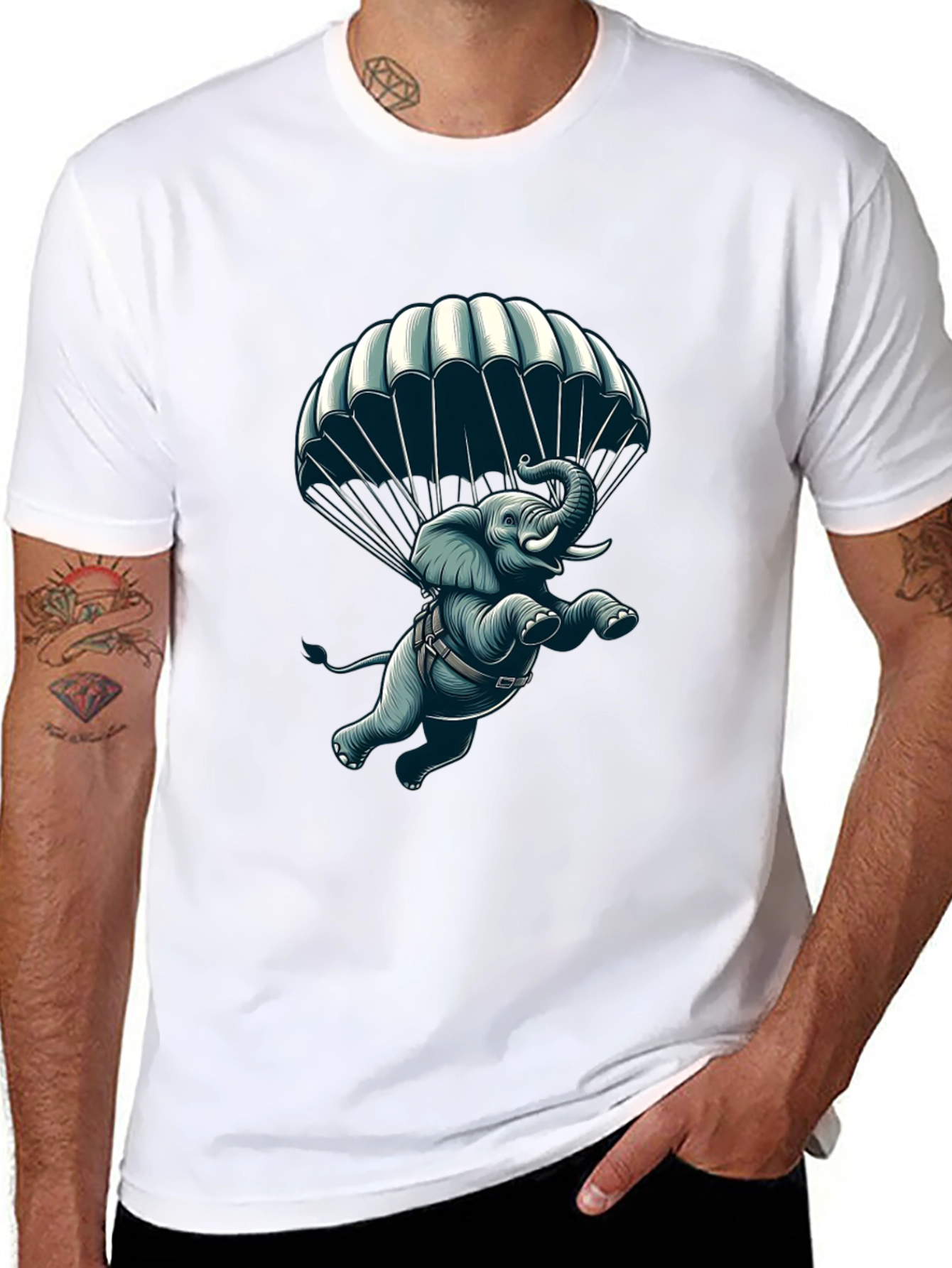 Parachuting Elephant Graphic Tee