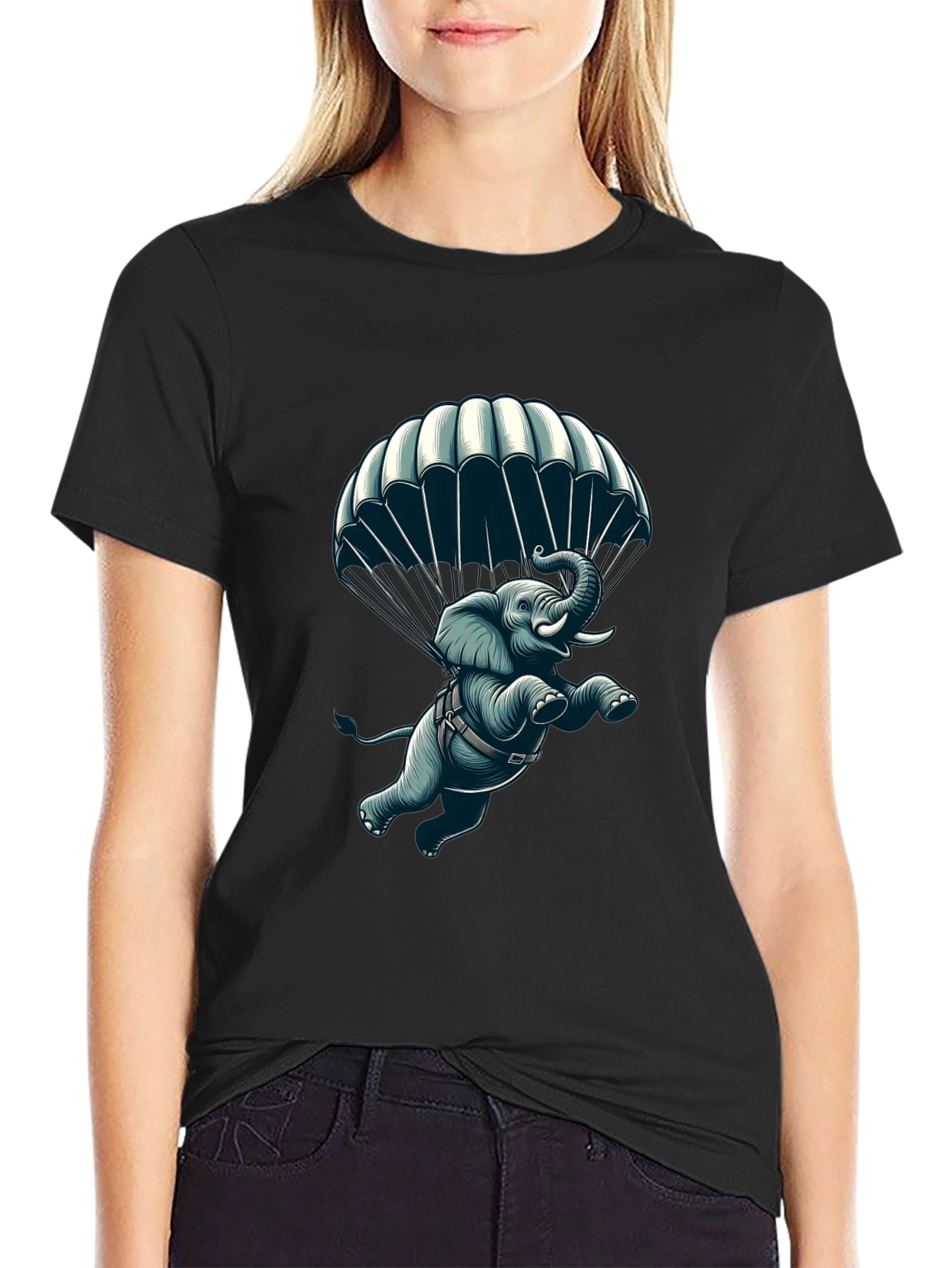 Parachuting Elephant Graphic Tee