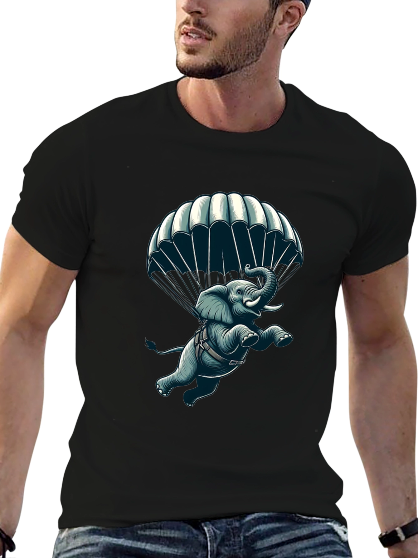 Parachuting Elephant Graphic Tee