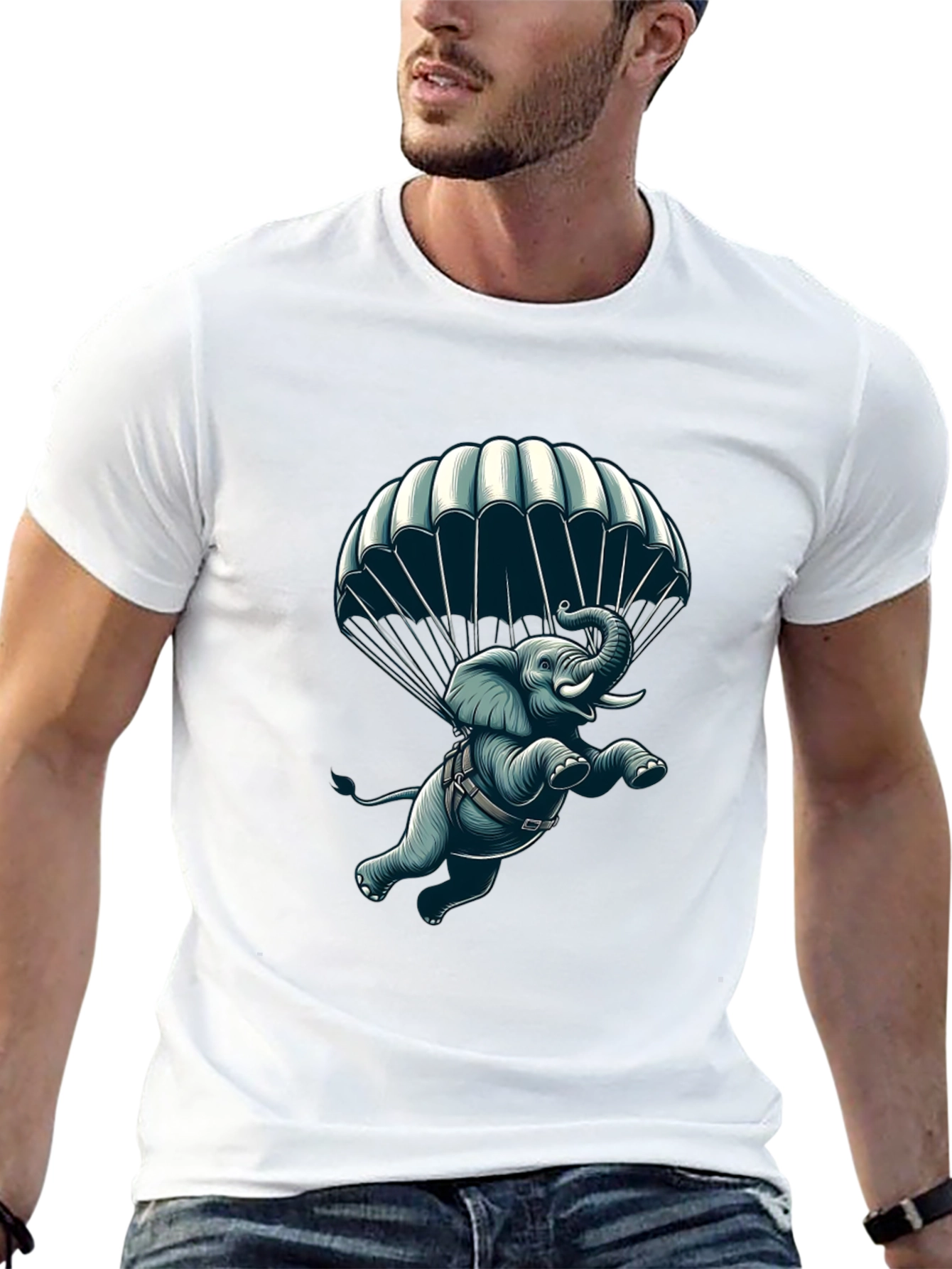 Parachuting Elephant Graphic Tee