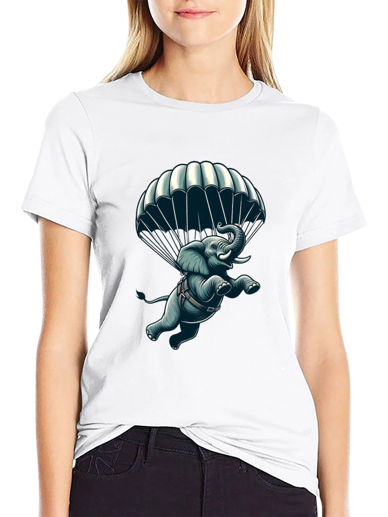 Parachuting Elephant Graphic Tee