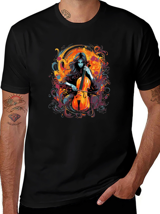 Cellist Graphic Tee - Unique Musical Art T-Shirt