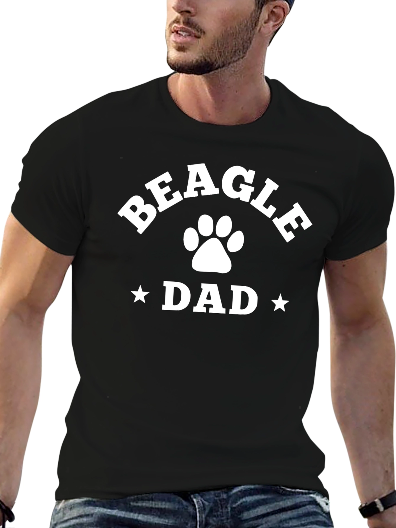 Beagle Dad Paw Print Graphic T-Shirt