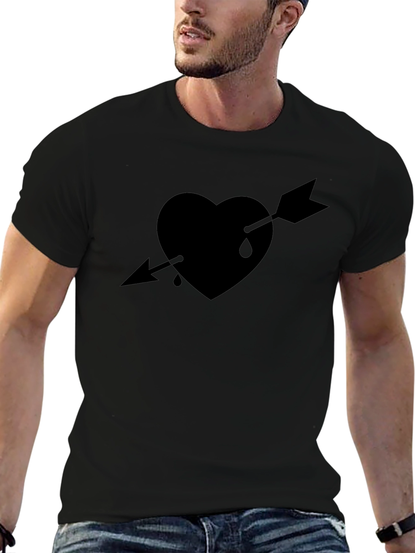 Heart Arrow Graphic Tee - Black