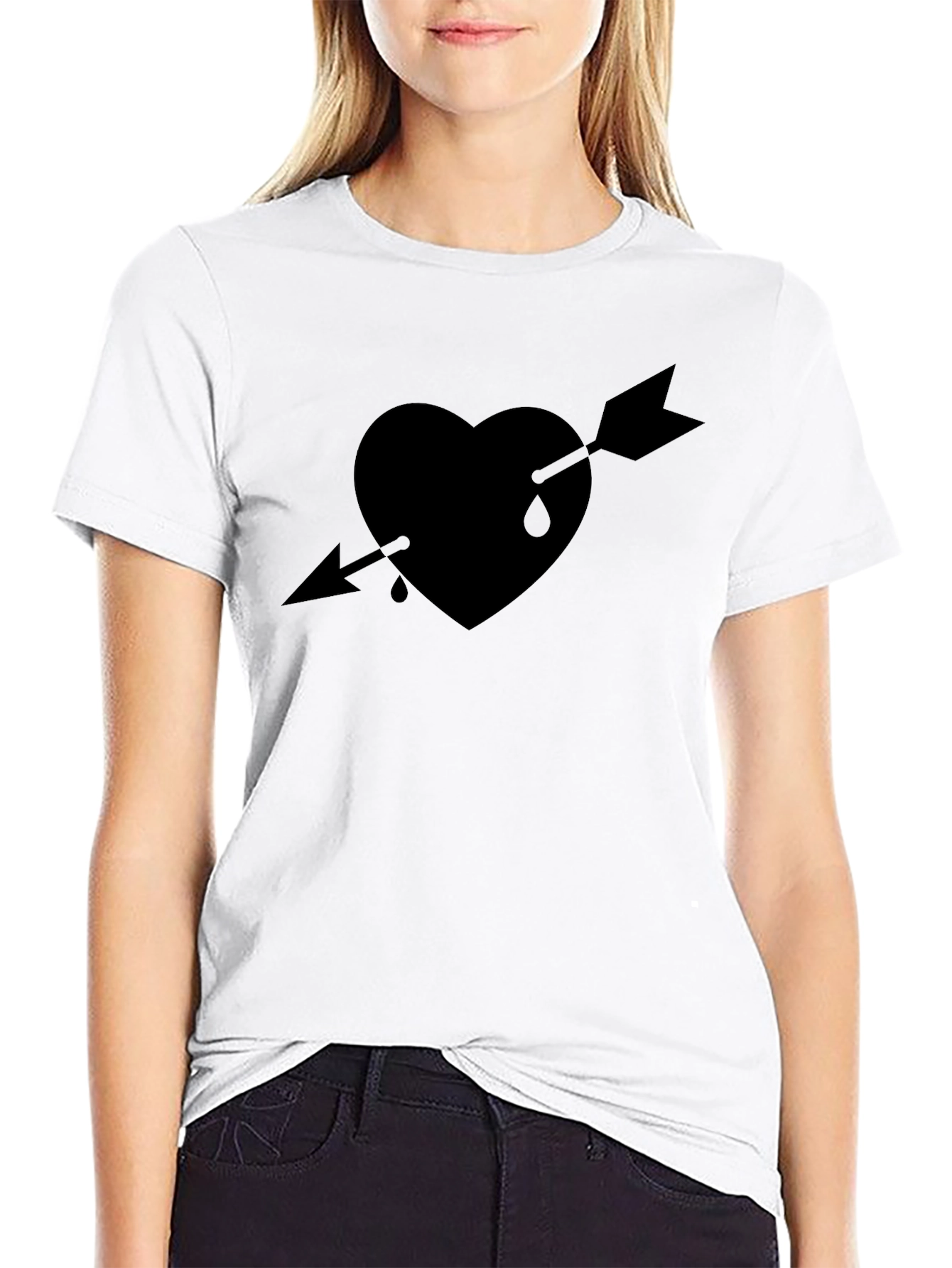 Heart Arrow Graphic Tee - Black
