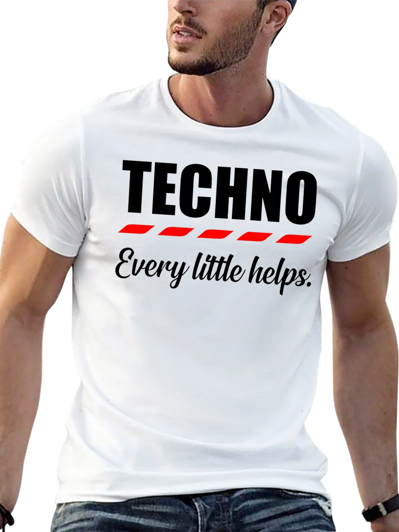 Techno Every Little Helps Graphic Black T-Shirt