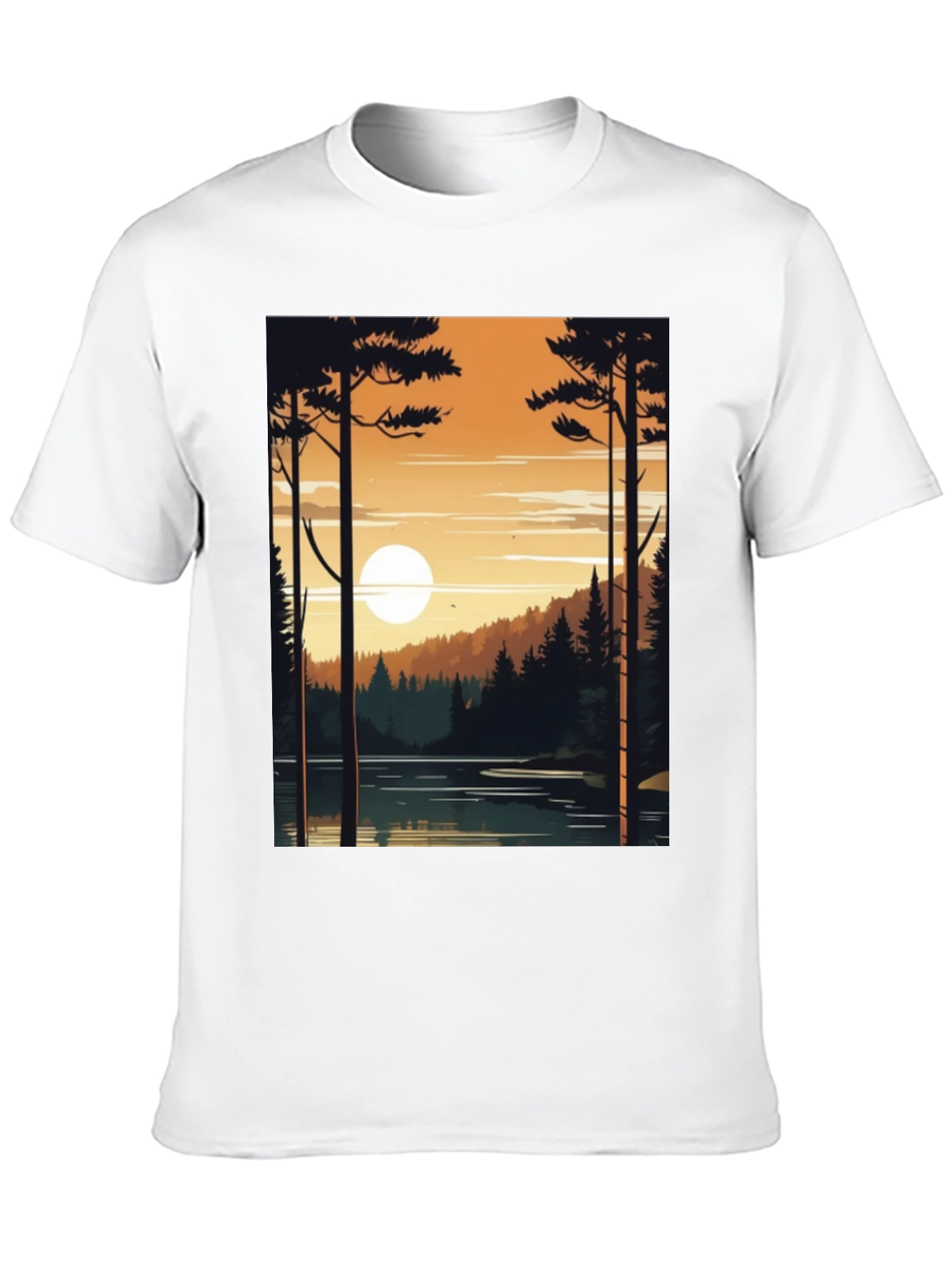 Sunset Lake Graphic Tee - Nature Lovers T-Shirt