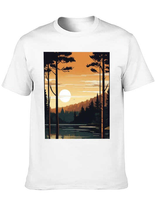 Sunset Lake Graphic Tee - Nature Lovers T-Shirt