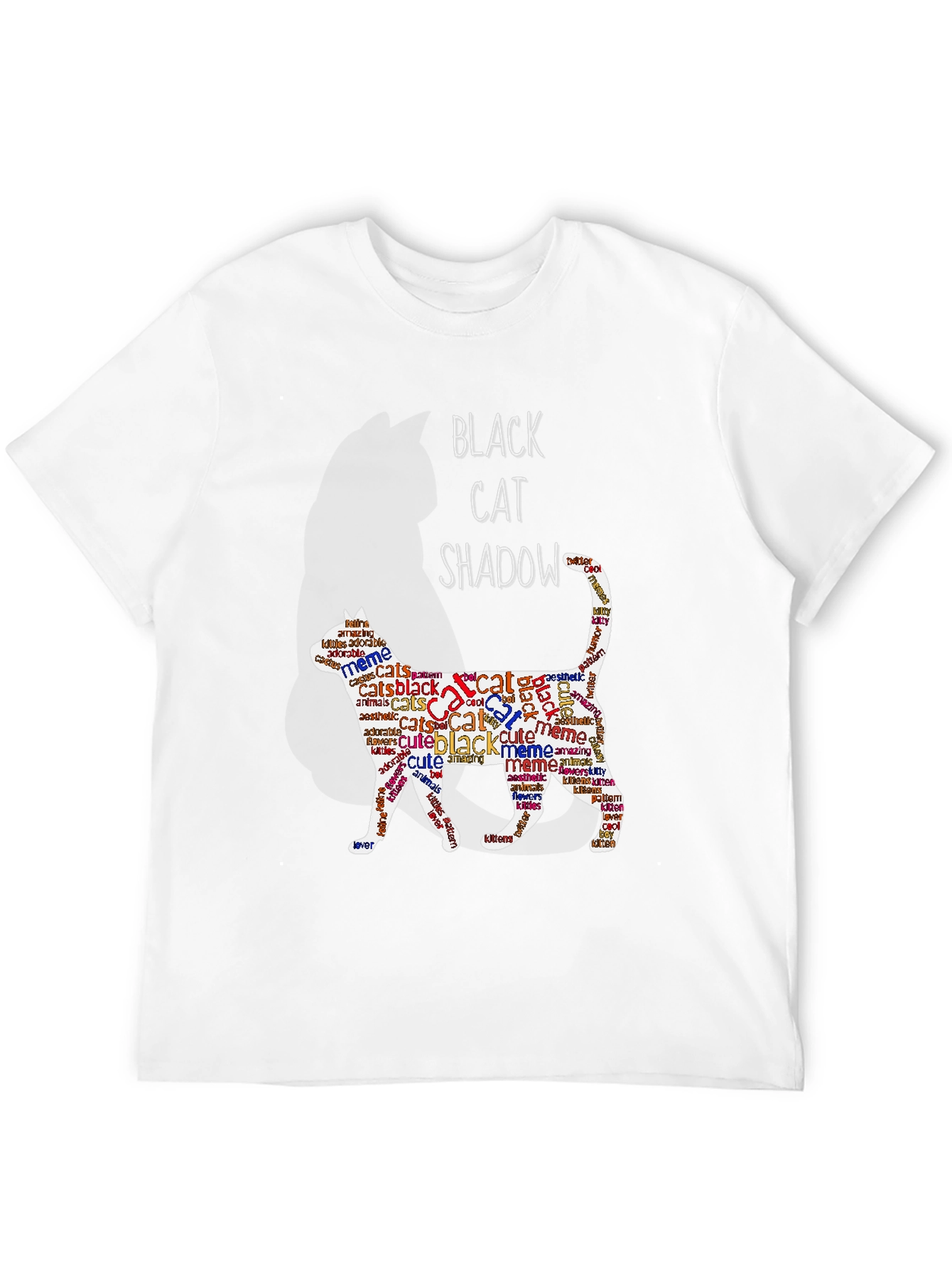 Black Cat Shadow Word Art T-Shirt